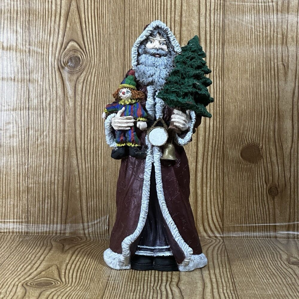 Vintage Santa Clause Pecan Resin Wood Christmas Painted Figure‎ With Clown Rare